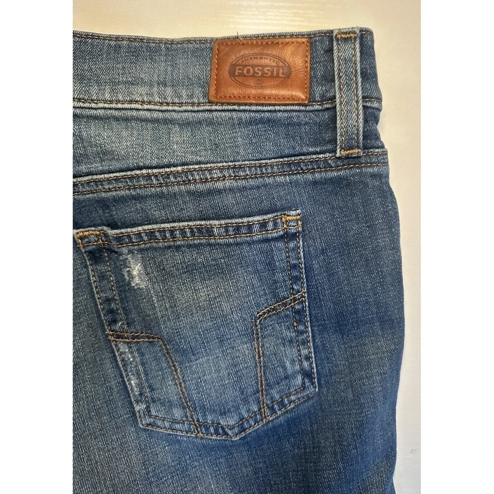 Vintage Fossil Denim Shorts Women's Size 27 Blue Denim Y2K Distressed 5 Pockets
